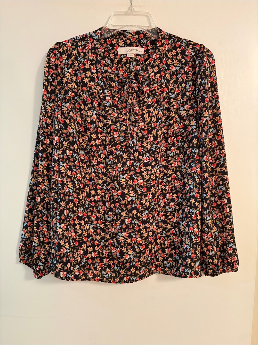 🍁LOFT Black Floral Multicolor Print Blouse